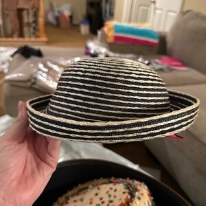 Elegant Striped Black and Cream Women's Hat